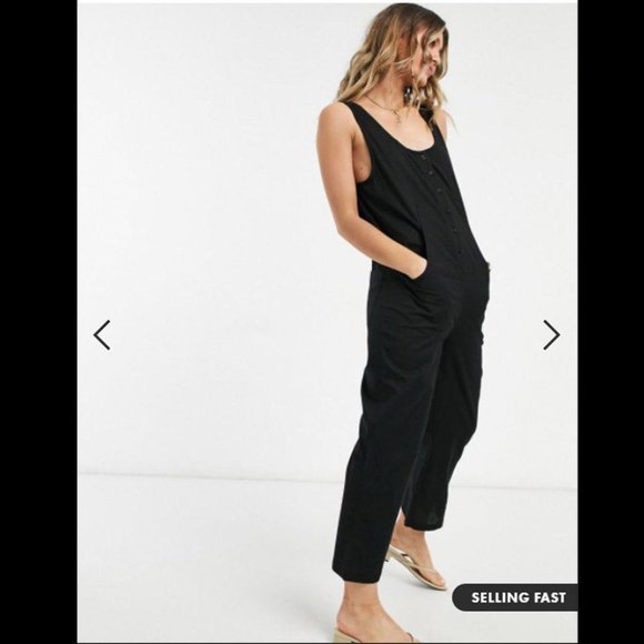 ASOS DESIGN Button Front Linen Minimal Jumpsuit One Peace Romper XS New - Picture 4 of 8